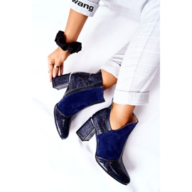 PA2 Stivali da donna in pelle con tacco blu navy I Wish 1
