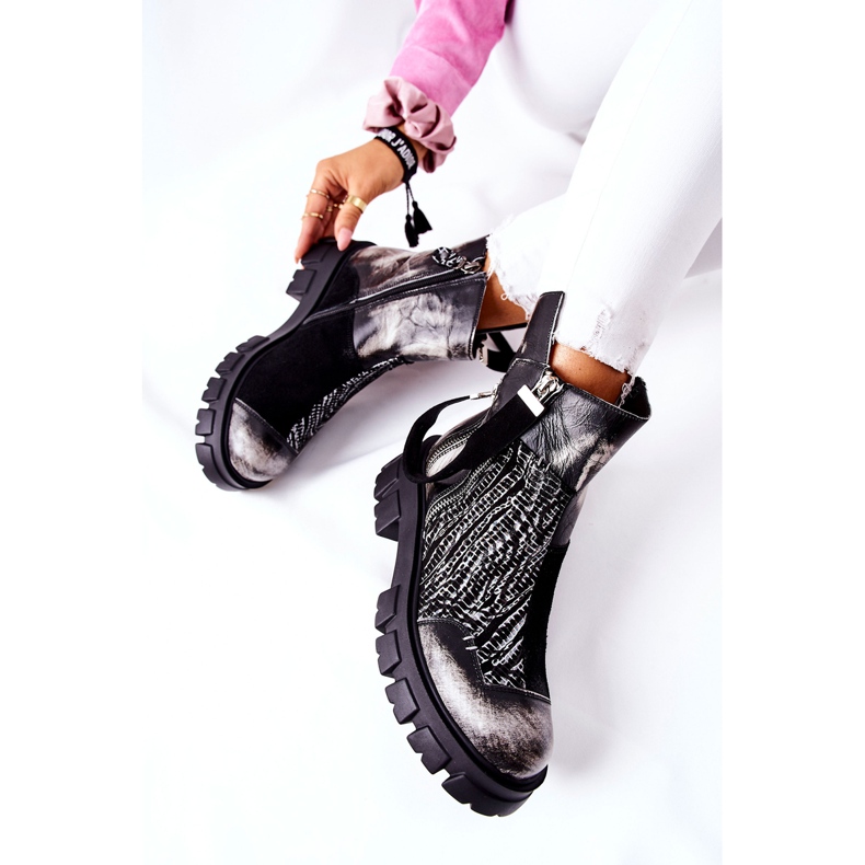 Stivaletti in pelle Stivali Jodhpur Maciejka Nero-Bianco 05137-21 2
