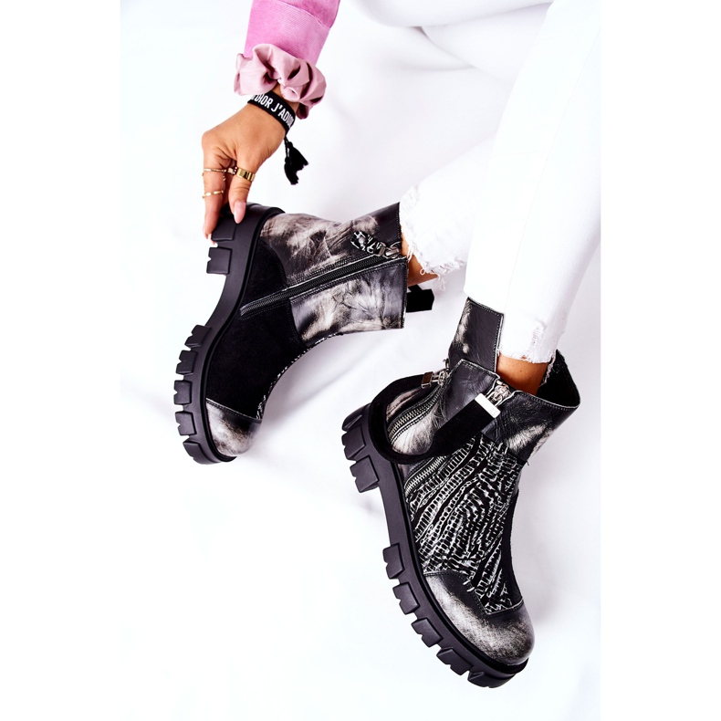 Stivaletti in pelle Stivali Jodhpur Maciejka Nero-Bianco 05137-21 1