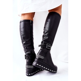 Stivali Maciejka in pelle sulla piattaforma Nero 05293-01 1