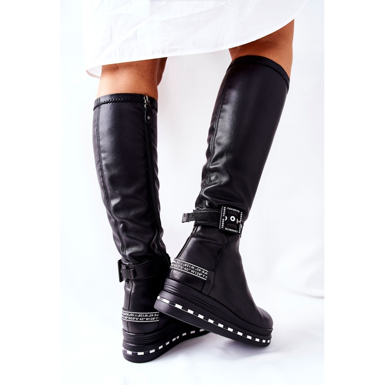 Stivali Maciejka in pelle sulla piattaforma Nero 05293-01 1