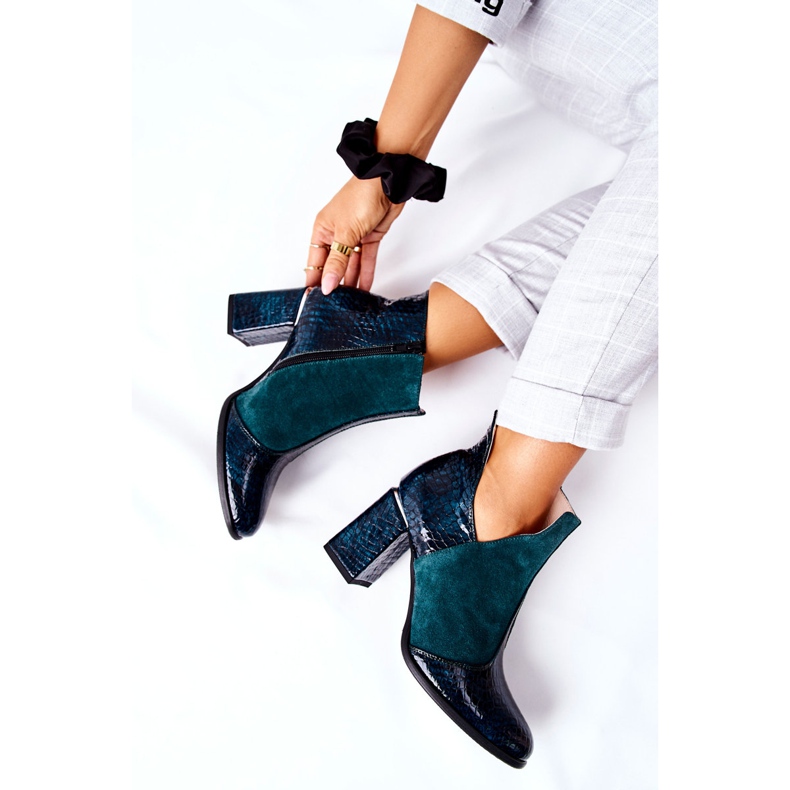 PA2 Stivali in pelle da donna con tacco verde I Wish 1