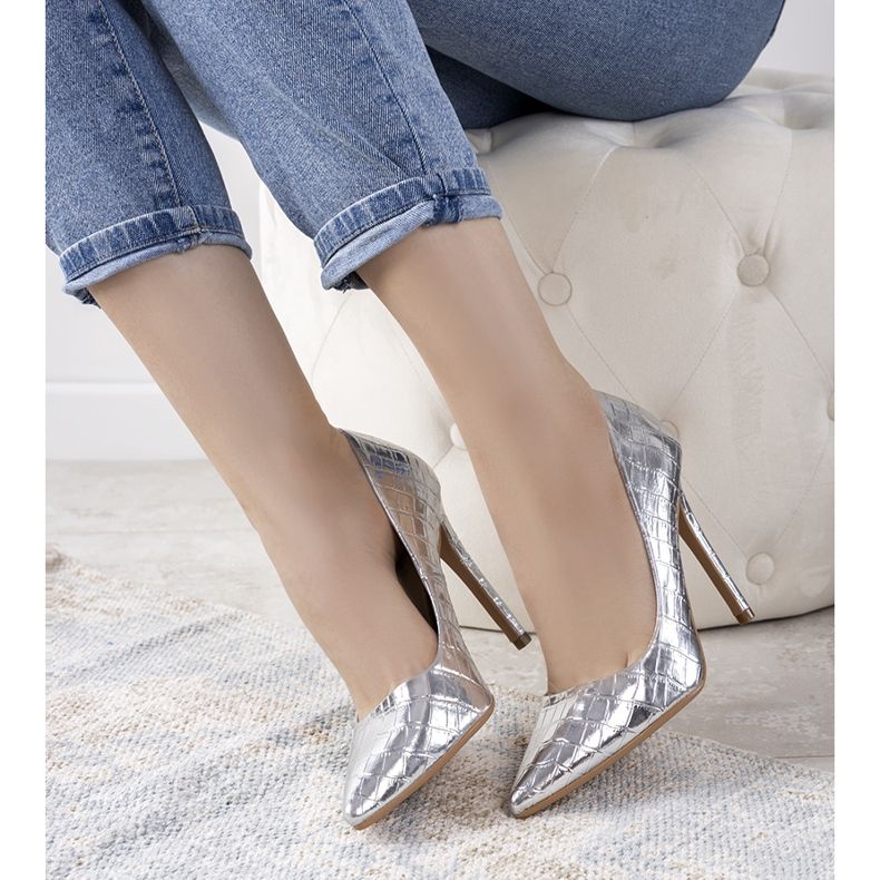 Décolleté argento su tacco Thrower 1