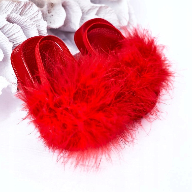 FR1 Pantofole In Gomma Per Bambini Con Pelliccia Skylar Rosso 3