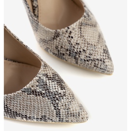 Tacchi alti beige con motivo a pelle di serpente di Grace grigio 1