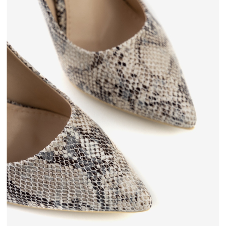 Tacchi alti beige con motivo a pelle di serpente di Grace grigio 1