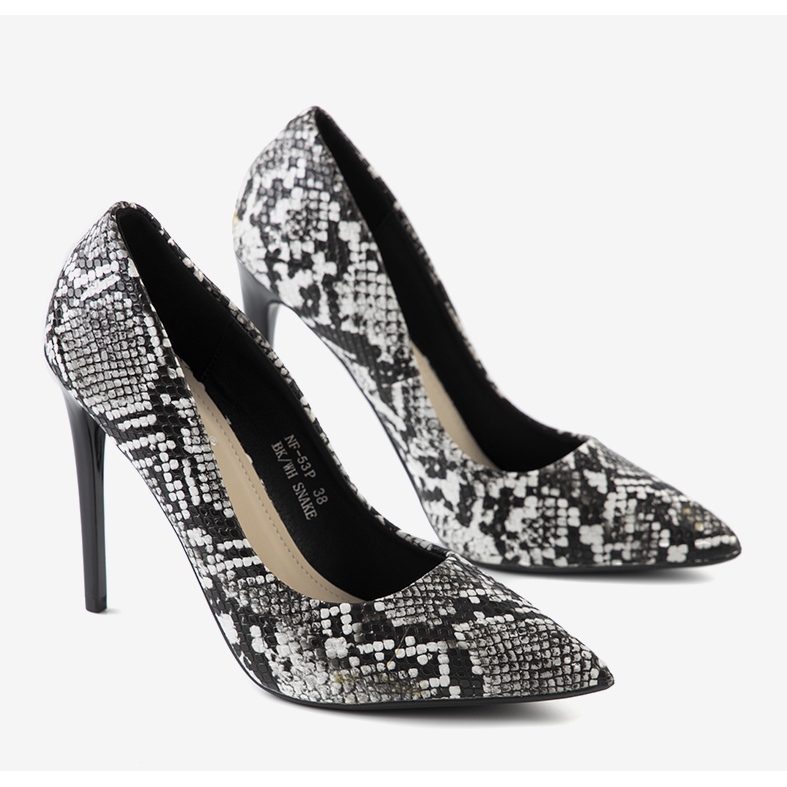 Tacchi alti in bianco e nero nel modello di pelle di serpente Andrew 1