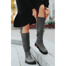 Stivali grigi sulla zeppa Lea grigio 1