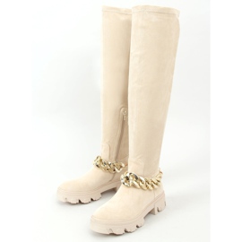 Stivali sopra il ginocchio con suola spessa ML174 Microfibra Beige 1