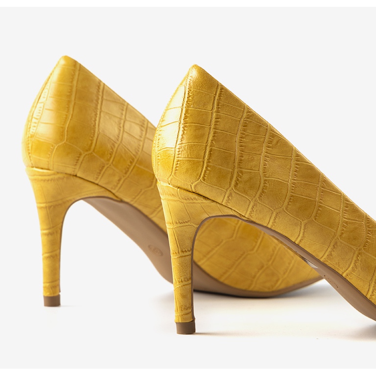 Décolleté senape su tacco stiletto Byatt giallo 1