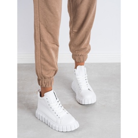 SHELOVET Sneakers bianche alla moda con ecopelle bianco 1