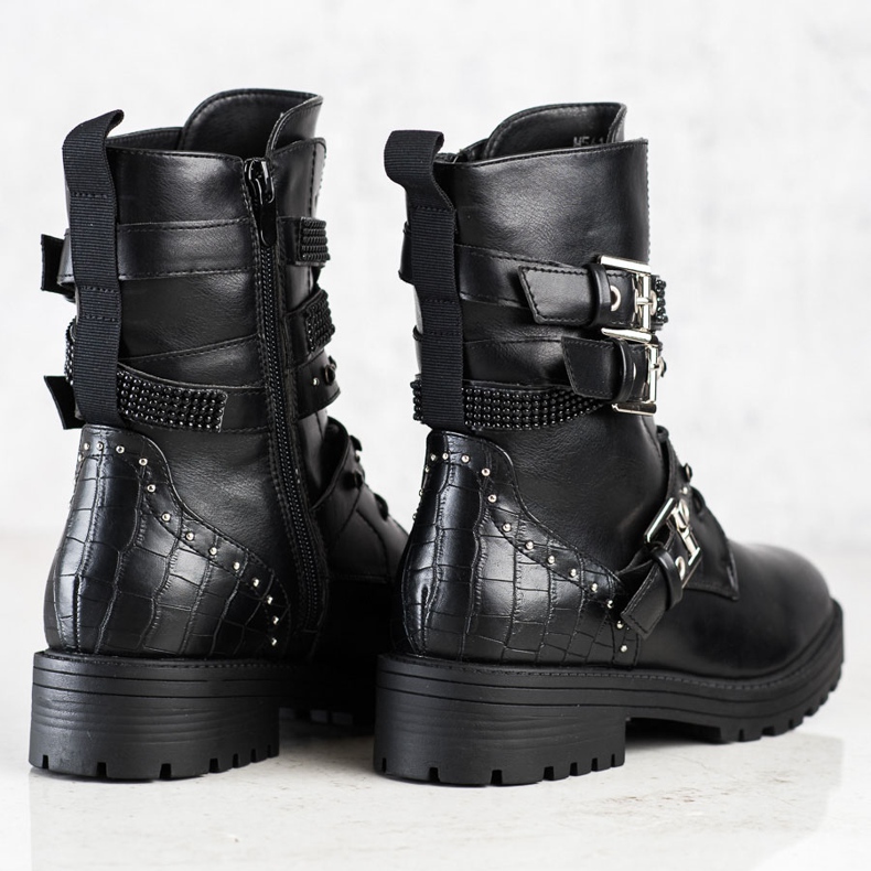 Erynn Operai neri con fibbie decorative nero 1