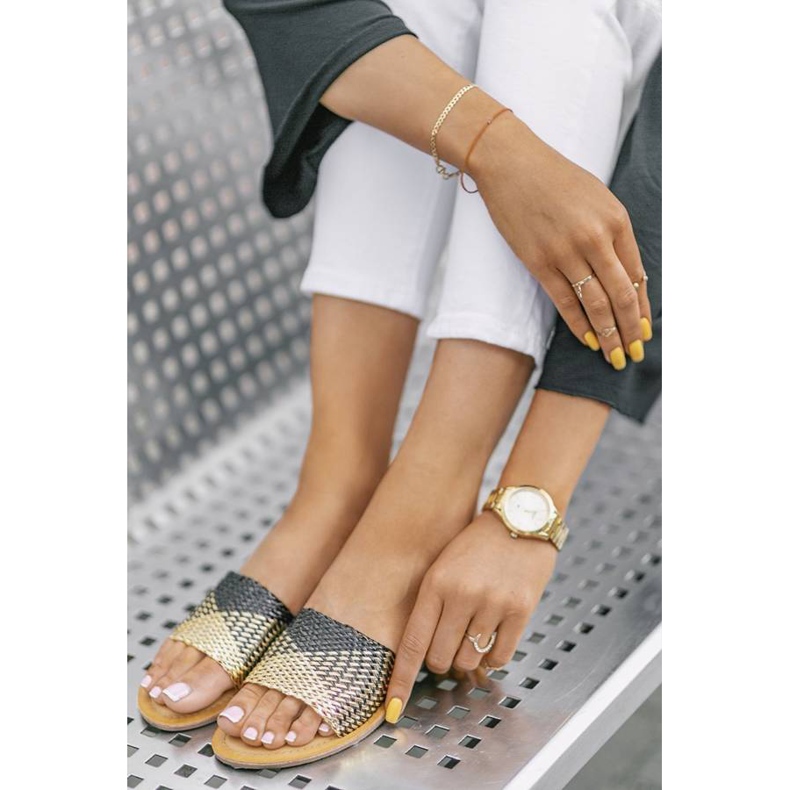 Pantofole Glam Star nere e oro nero 1