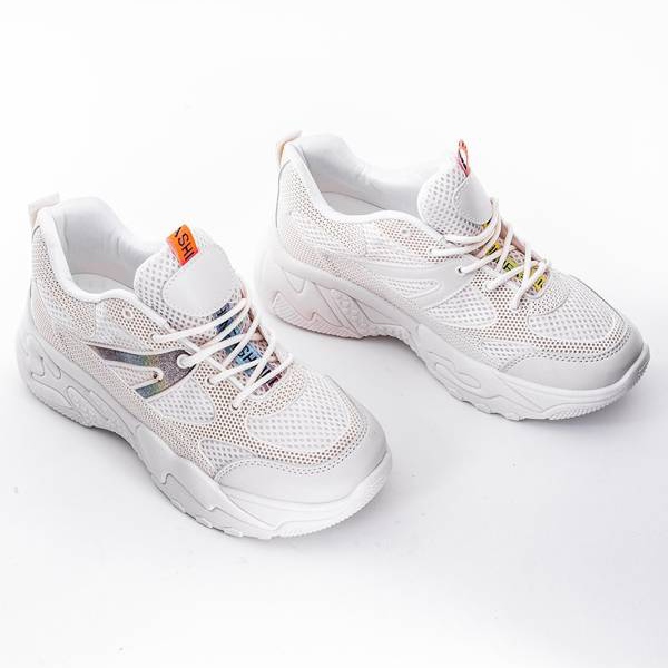 Sneakers beige con suola spessa Alice bianca 1