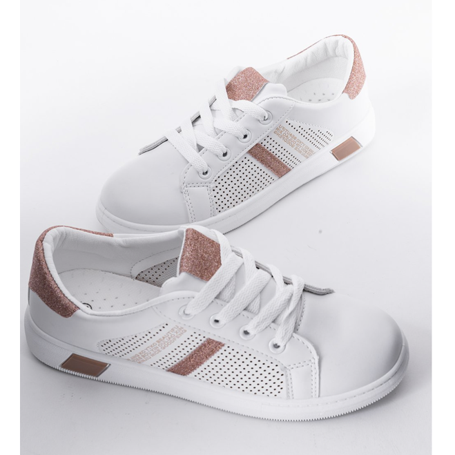Scarpe da ginnastica bianche glitter rosa di Betsy bianca 1