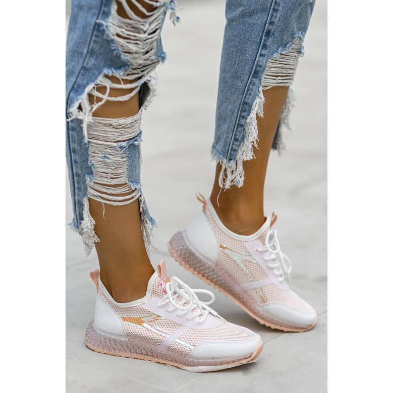 Scarpe da ginnastica bianche con decorazioni Lil bianco rosa 1