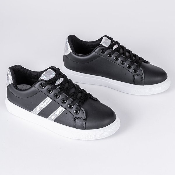 Scarpe da ginnastica nere con decorazioni di Abbie nero argento 1