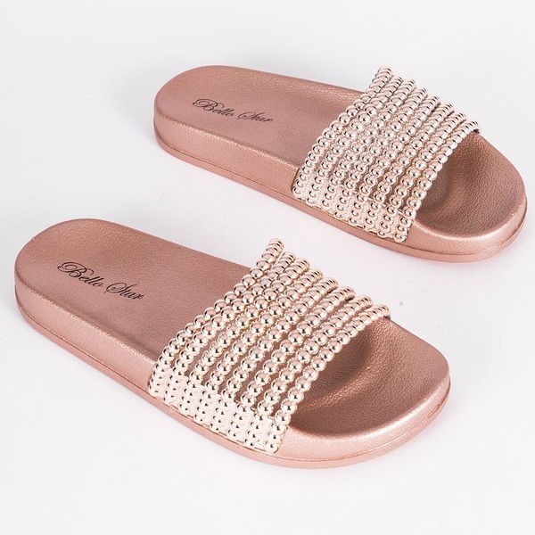 Pantofole Jenny rosa con perline di gomma 1