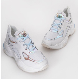 Sneakers bianche con suola spessa di Big Fun bianca blu 1