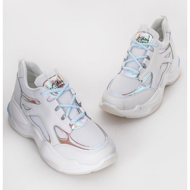 Sneakers bianche con suola spessa di Big Fun bianco blu 1