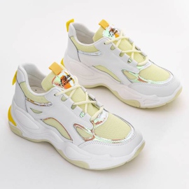 Sneakers bianche con suola spessa di Big Fun bianca giallo 1