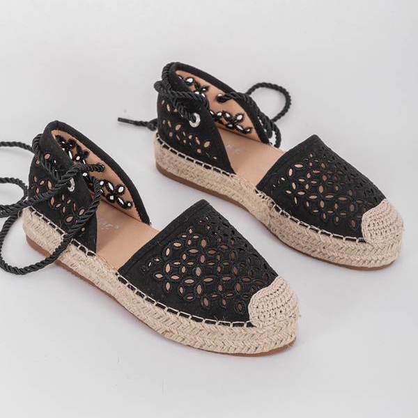 Espadrillas nere traforate Peekaboo nero 1