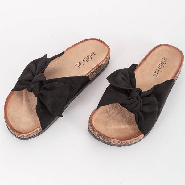Pantofole nere con fiocco Sunny nero 1