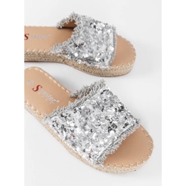 Pantofole con paillettes argento Strawberry Field d'argento 1