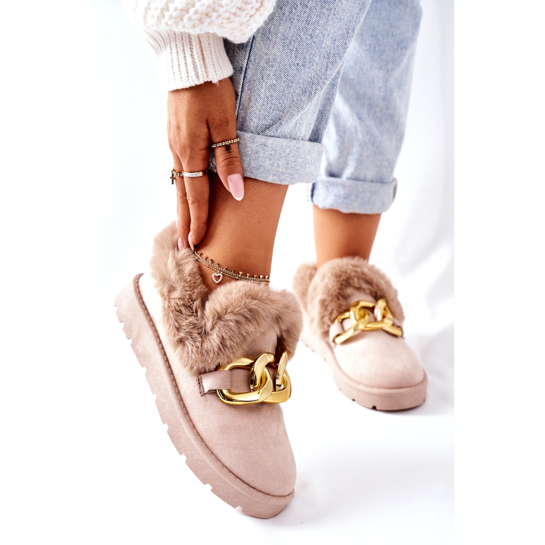 PB1 Pantofole da donna con catena dorata Beige Ardrums 1