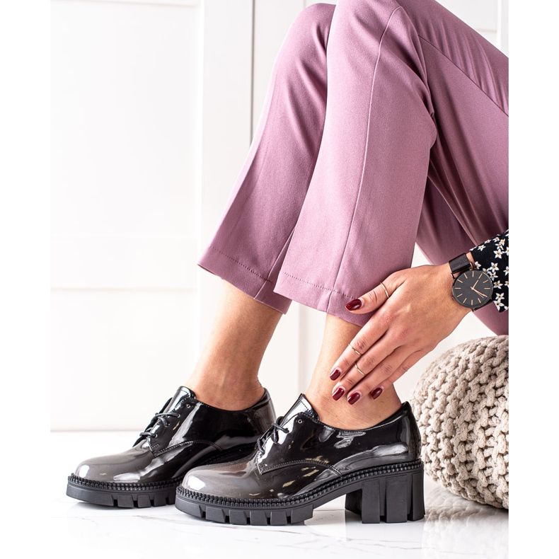 S. BARSKI Scarpe laccate S.BARSKI nero grigio 1