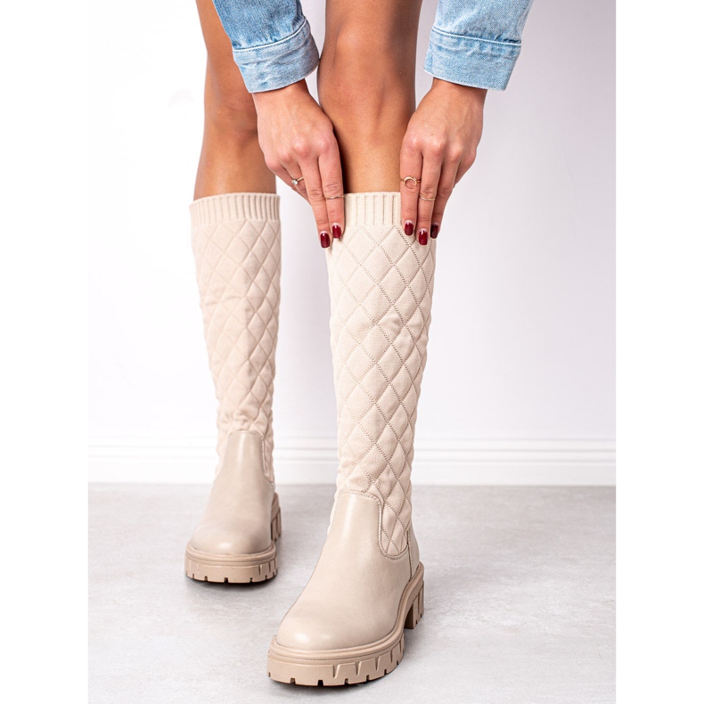 Seastar Stivali con plateau trapuntati beige 1