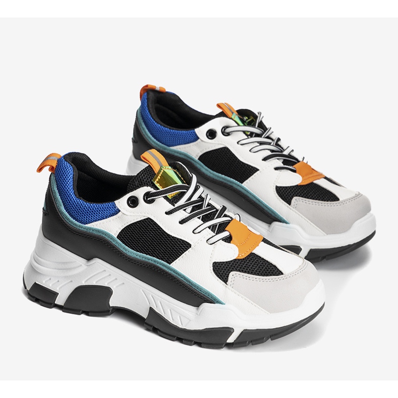 Sneakers nere su suola alta Omertà bianca nero multicolore 1
