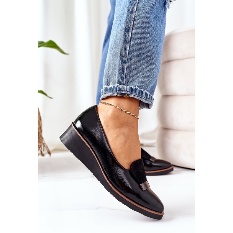 Scarpe con zeppa laccate POTOCKI 12032 Nero 5