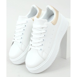 Sneakers da donna bianche T0YD8240-5 WHITE/GOLD bianca d'oro 2