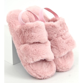 Pantofole in pelliccia da donna, rosa sporco N-92 Pink 1