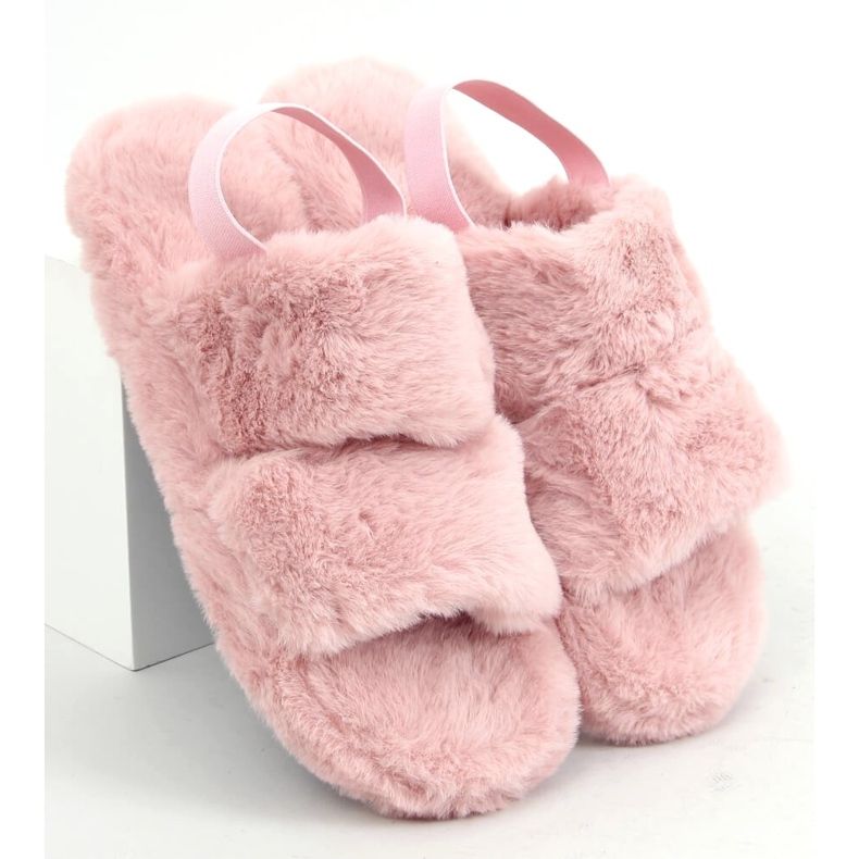 Pantofole in pelliccia da donna, rosa sporco N-92 Pink 1