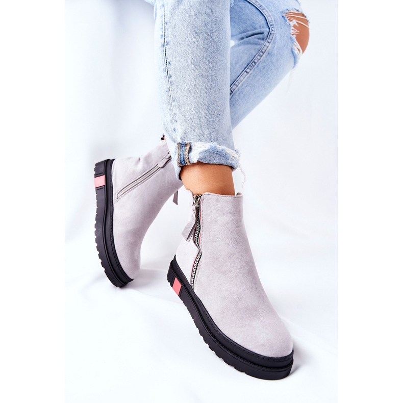 PS1 Stivaletti in pelle scamosciata Stivali Jodhpur sulla piattaforma Grey Nessa grigio 1