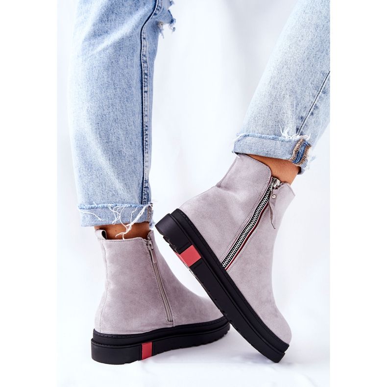 PS1 Stivaletti in pelle scamosciata Stivali Jodhpur sulla piattaforma Grey Nessa grigio 2
