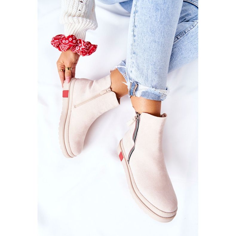 PS1 Stivaletti in pelle scamosciata Stivali Jodhpur sulla piattaforma Beige Nessa 1