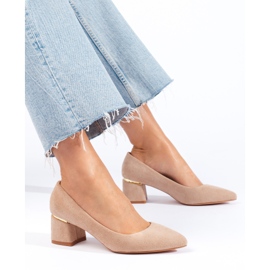 Goodin Décolleté eleganti in pelle scamosciata beige 1