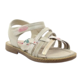 American Club American Sandals Girls per velcro 15079 beige/oro 1
