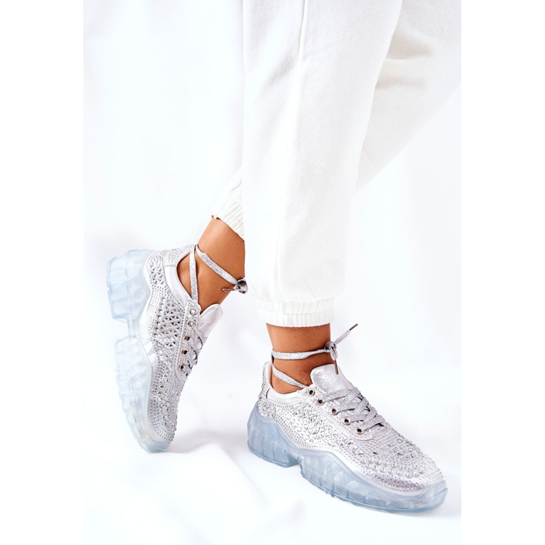 Scarpe Sportive Con Cubic Zirconia Lu Boo Argento d'argento 1