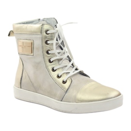 Sneakers alte in pelle Nikopol 522 dorate bianca multicolore d'oro 1