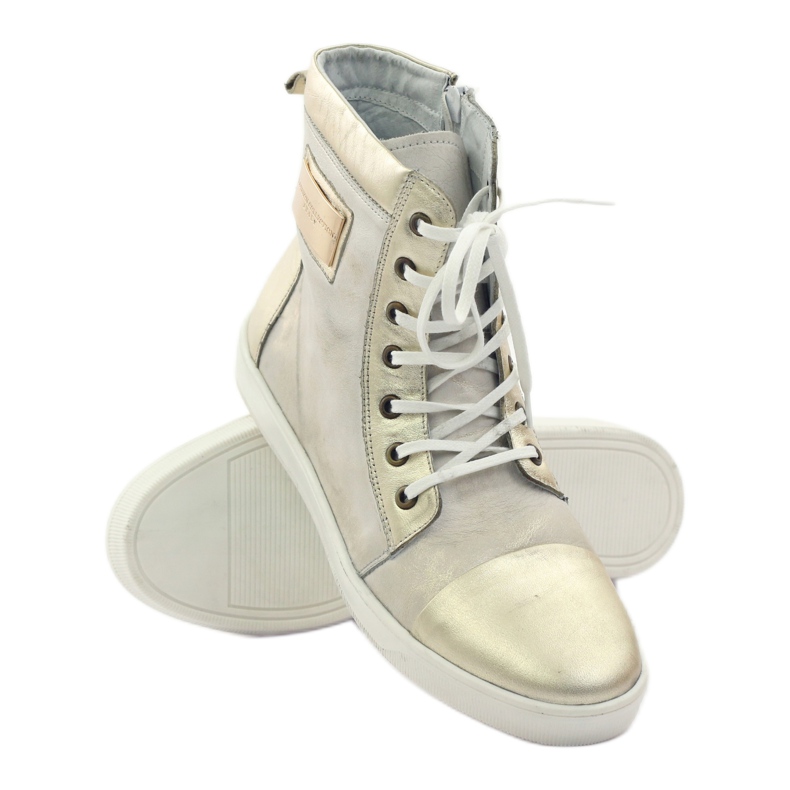 Sneakers alte in pelle Nikopol 522 dorate bianca multicolore d'oro 2