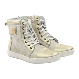 Sneakers alte in pelle Nikopol 522 dorate bianco multicolore d'oro 3