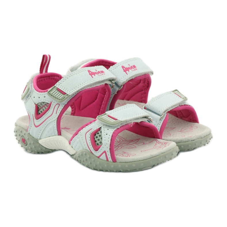 American Club Sandali sportivi da bambina americani 1617 bianco rosa 4