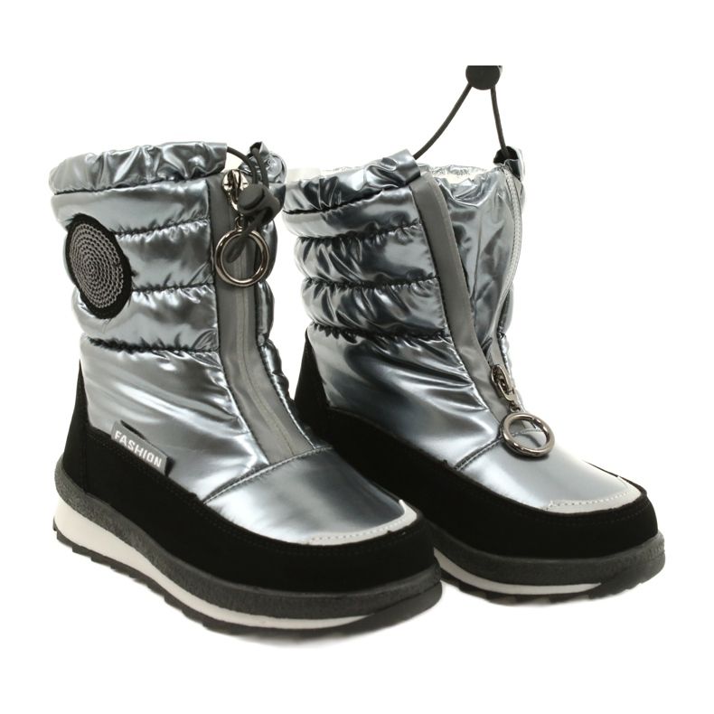 Evento Stivali da neve Stivali al ginocchio per bambini Miss❤E 21DZ23-4324 Grigio nero argento 7