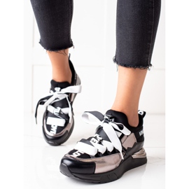 Sneakers allacciate con nastro VINCEZA nero d'oro 1