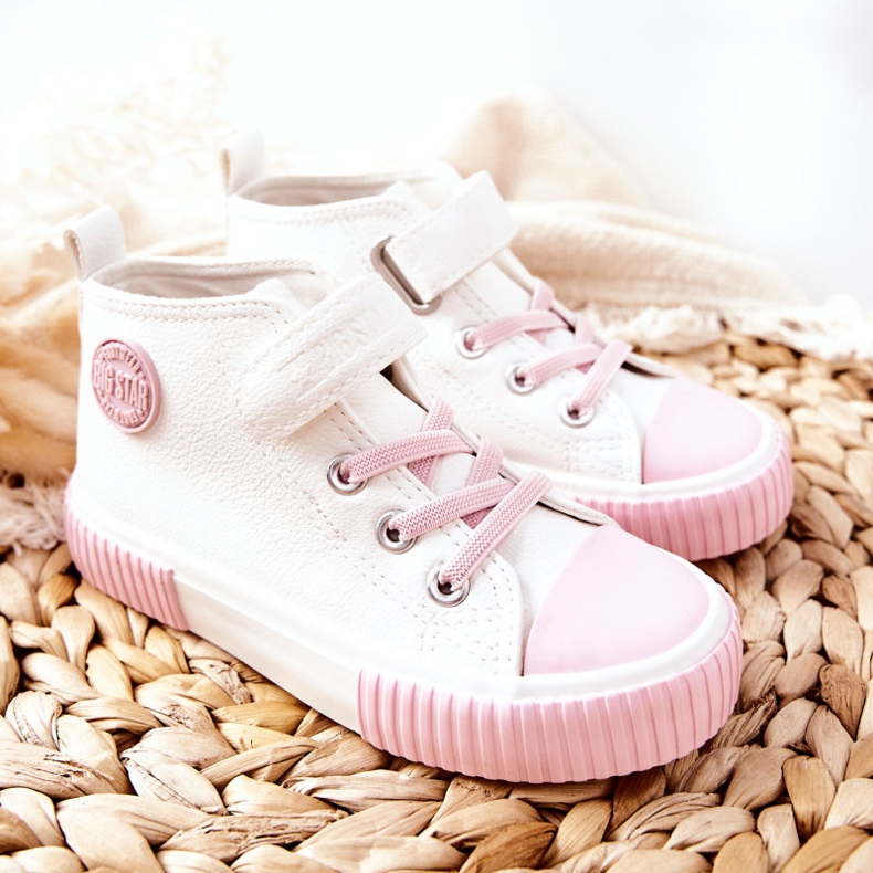 Sneakers Alte Per Bambini Con Velcro Big Star II374014 Bianco rosa 2