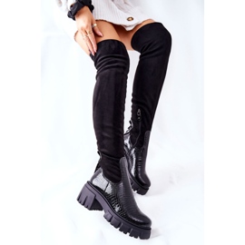 Stivali in pelle Maciejka Krokodyl Nero 05260-01 2